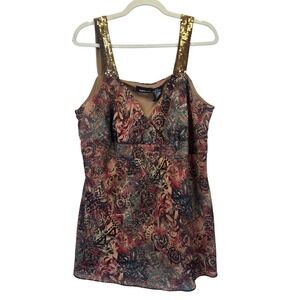 Mix it Woman Y2K Babydoll Tank Plus Size‎ 3X Floral Embellished Going Out Top